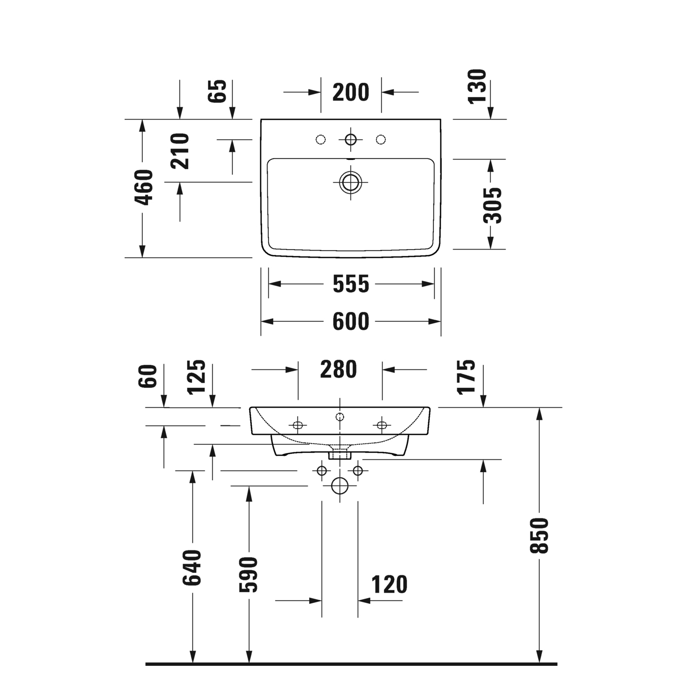 Duravit #1 Раковина 60х46см., подвесная, 1 отв., цвет: белый глянцевый