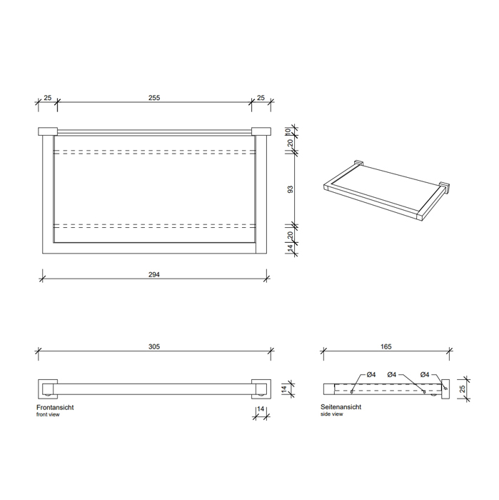 Decor Walther Corner GLA30 Полочка стеклянная 30x16.5см, подвесная, цвет: золото