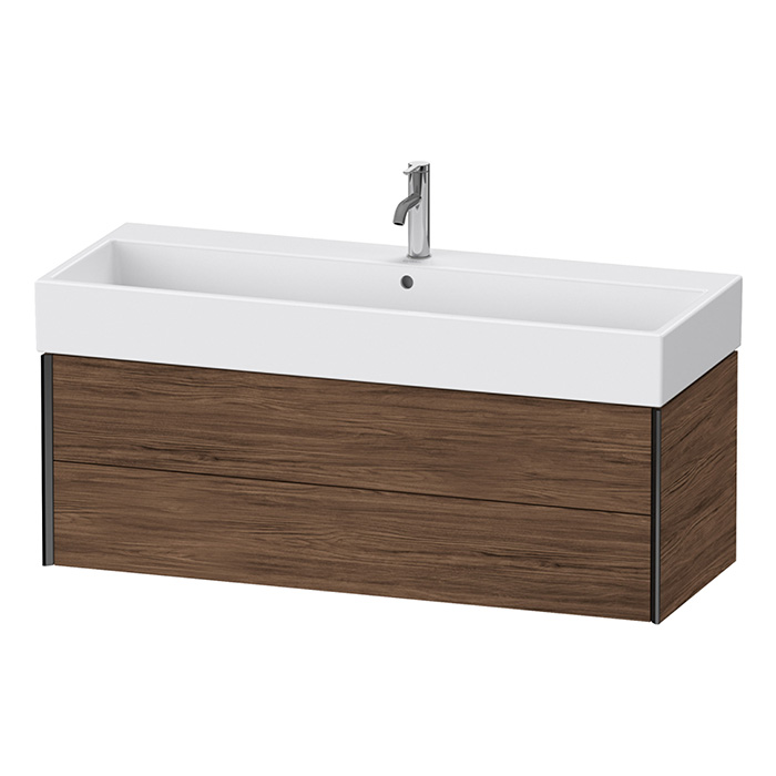 Duravit XViu Тумба подвесная 118.4x45.4x39.7см, с раковиной, 2 ящика, цвет: walnut dark/черный матовый