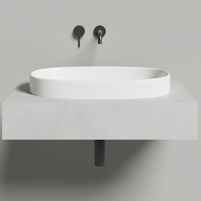 Salini Greca Раковина 64.5х38.5х16.8см., встраиваемая сверху, без отв., без донного клапана, S-stone, цвет: белый