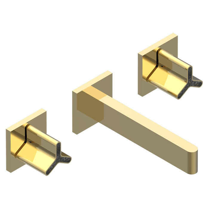 THG ICON-X CARBONE GOLD Смеситель для раковины, настенный, цвет: полированное золото    