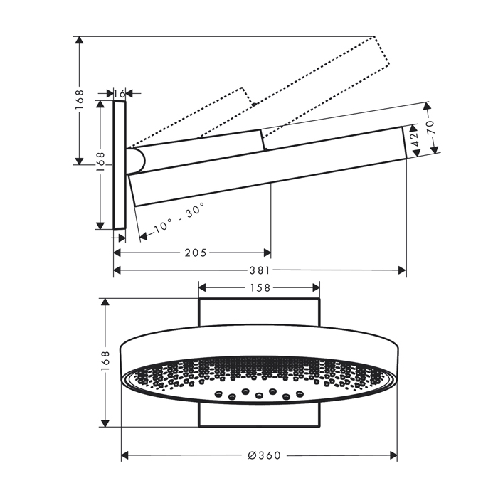  Hansgrohe Rainfinity Верхний душ 360 3jet, цвет:  шлифованная бронза 