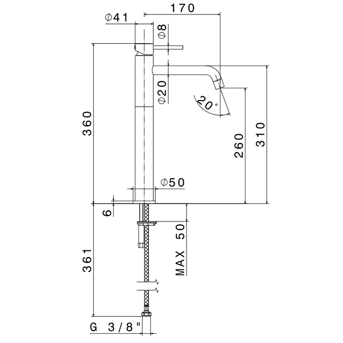 Newform XT Смеситель для раковины на 1 отв., высокий, без донного клапана, излив 17см., цвет: Copper satin