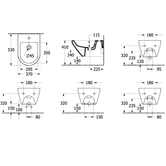Villeroy&Boch Architectura Биде подвесное 37х53х27см., с 1 отв., цвет: альпийский белый