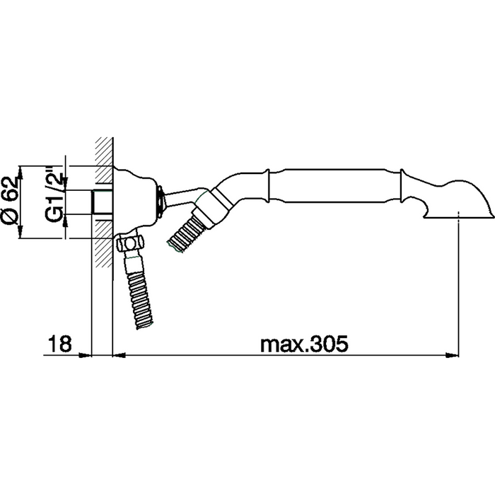 CISAL Arcana Toscana Душевой гарнитур:ручная лейка,шланг 120 см,вывод с держателем, цвет: хром 
