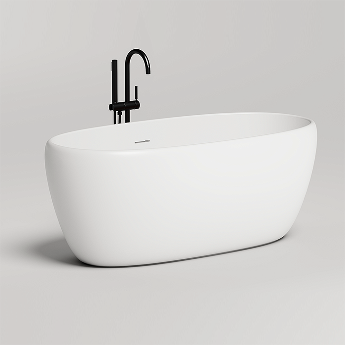 Salini Luce Ванна отдельностоящая 150х75х58cм., донный клапан "Up&Down", сифон, слив-перелив, мат-л: S-stone, цвет: матовый белый