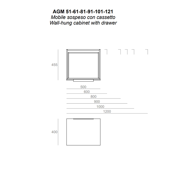SIMAS AGILE Тумба подвесная 100x46xh40 см, для раковины AG101., 1 ящик, ручка матовый хром, цвет: LAVA