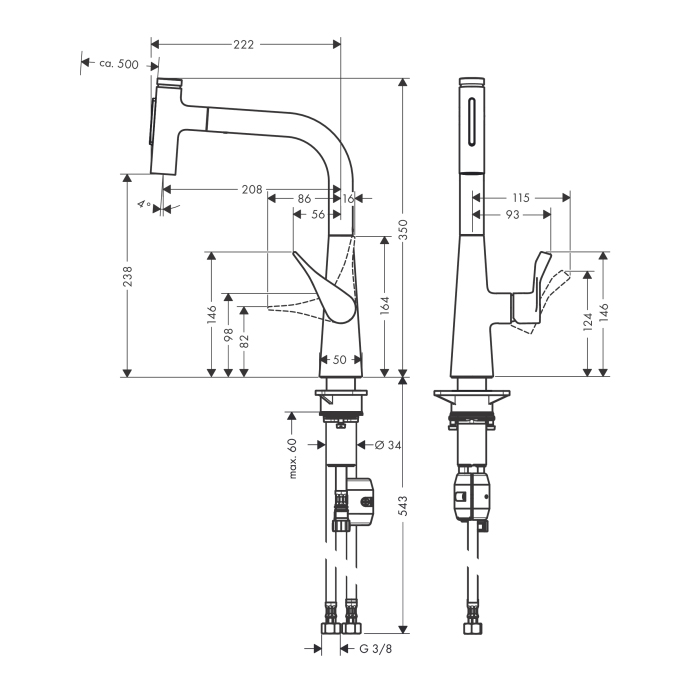 Hansgrohe Metris Select M71 Смеситель для кухни, 1 отв., цвет: хром