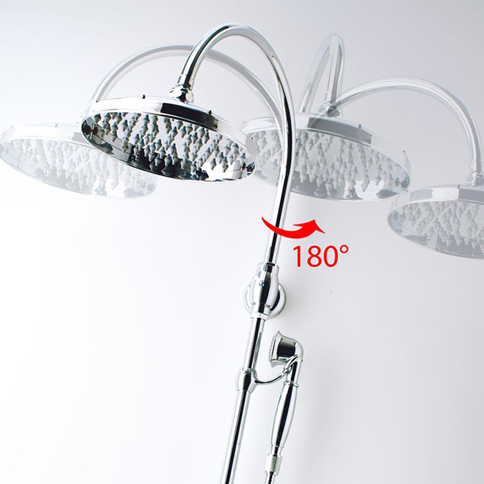 Bossini Retro Душевая стойка с верхним душем Ø23см., ручным душем и шлангом 150см., цвет: хром