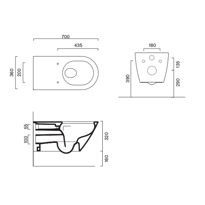 Catalano Comfort Унитаз подвесной 70х37см., смыв Tornado, покрытие Cataglaze+, цвет: белый глянцевый