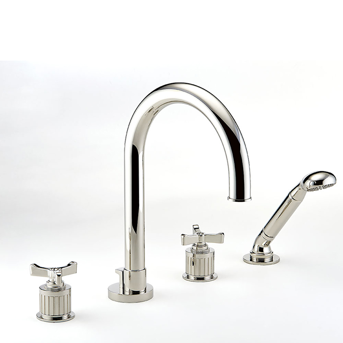 THG Hamptons Смеситель на борт ванны, 4 отв., с ручным душем, цвет: хром