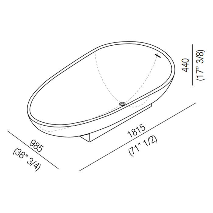 Agape Spoon Ванна отдельностоящая 181.5x98.5x44 см, цвет: белый/темно-серый
