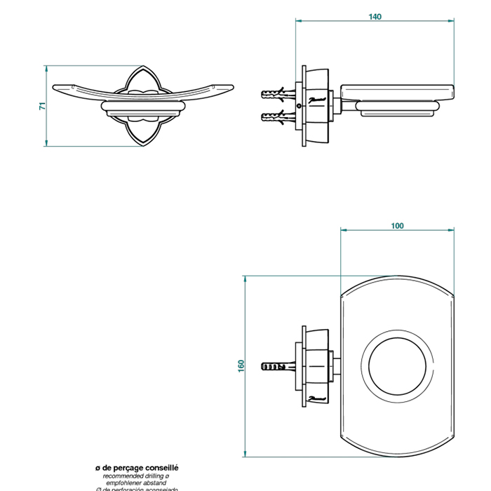 THG Pétale de cristal clair Мыльница стеклянная, подвесная, цвет: золото/прозрачный хрусталь