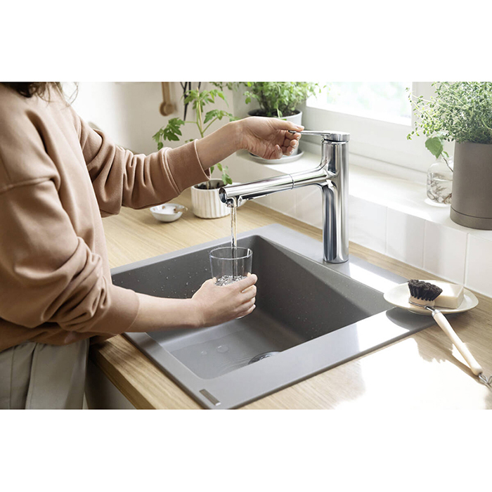 Hansgrohe Zesis M33 Смеситель для кухни, 1 отв., с вытяжным душем, sBox lite, цвет: хром