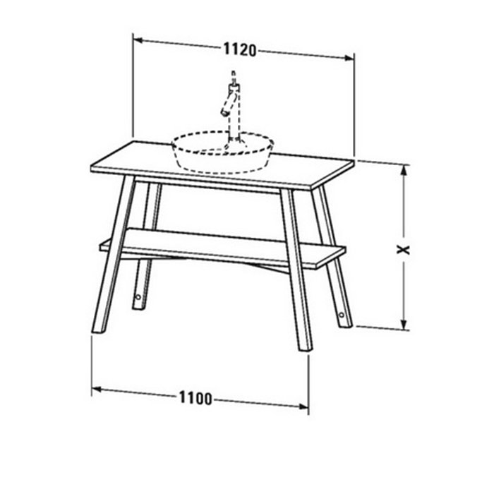 Duravit Cape Cod Консоль 112х82.5x57см., деревянная напольная с 1 полкой, с раковиной на 1 отв., цвет: Американский орех с раковиной