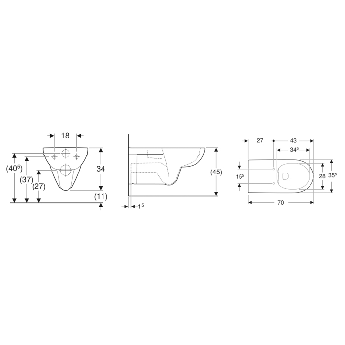 Geberit Selnova Comfort Унитаз 70x35.5см., подвесной, безободковый, удлиненный вылет, для ММГН, цвет: белый глянцевый
