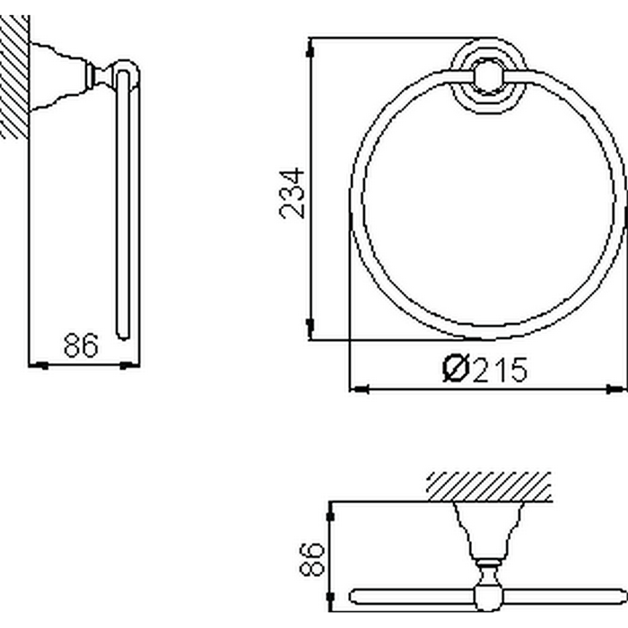 HUBER Croisette Полотенцедержатель - кольцо D21.5см, подвесной, цвет: золото