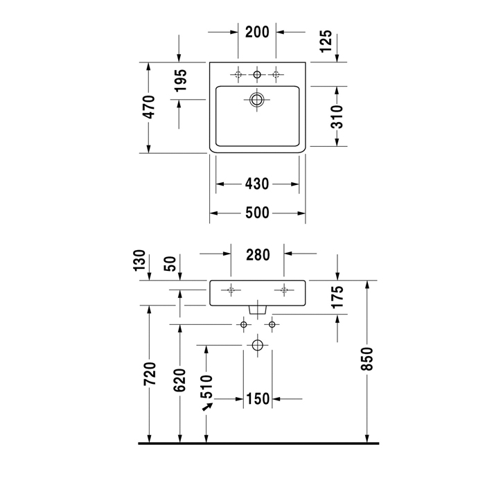 Duravit Vero Раковина накладная 50x47см, с 1 отв., без перелива, цвет: белый