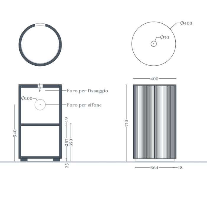 Artceram Opera Тумба с раковиной 72х40см., напольная, 1 дверка, цвет: platinum