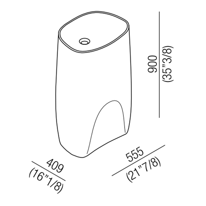 Agape Pear C Раковина 55.5x40.9x90 см, без отв., выпуск в стену, цвет: белый