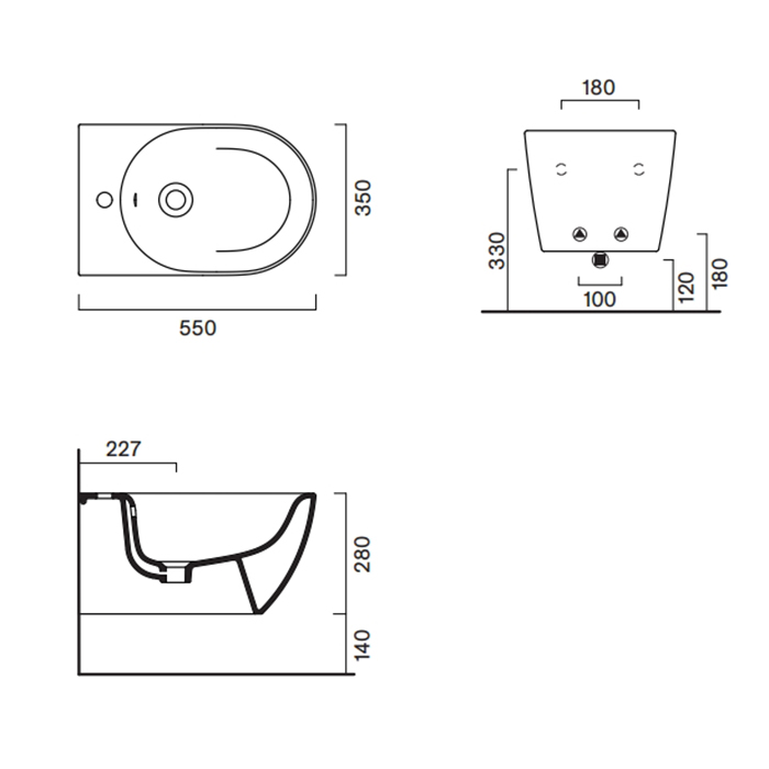 Catalano Sfera Биде подвесное  55х35см., с 1 отв. под смеситель, цвет: белый глянцевый