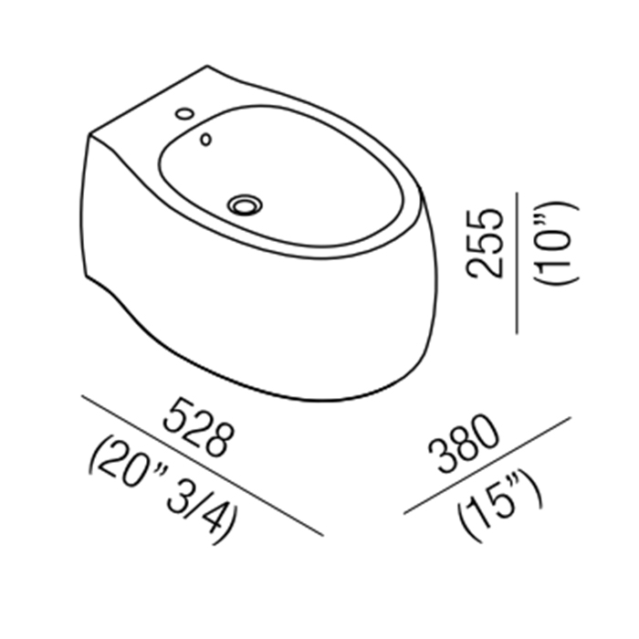Agape Pear 2 Биде подвесное 38x52.8x25.5 см, цвет: темно-серый