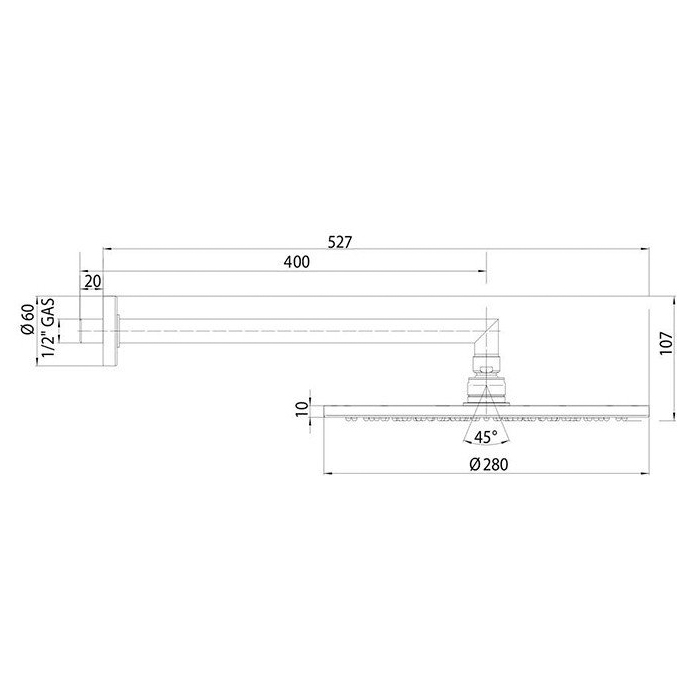 Bossini Cosmo Верхний душ Ø28см., настенный, 1 режим, цвет: Brushed Gold PVD
