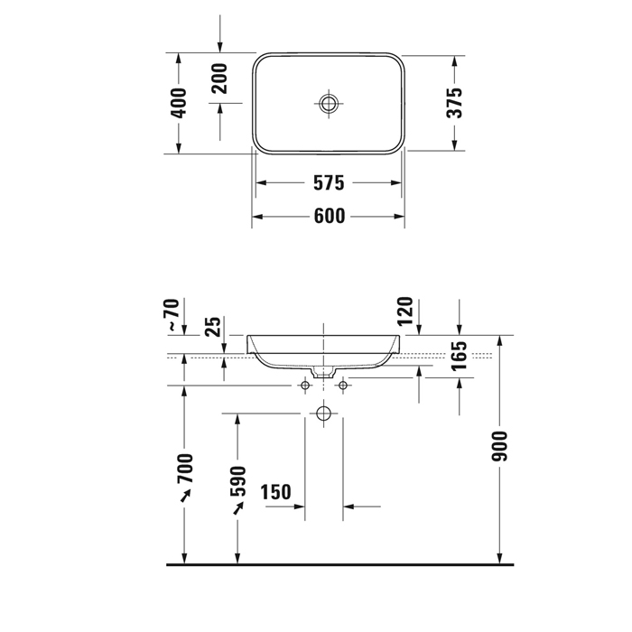 Duravit Happy D.2 Plus Раковина 60х40 см, без отв., накладная, цвет: белый