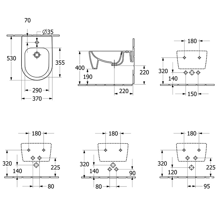 Villeroy&Boch Skyla Биде подвесное 37x53см, с 1 отв., цвет: альпийский белый