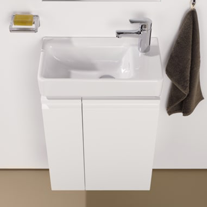 Laufen Base Тумба с раковиной, 47x26.5x53см, 1 дверца, петли справа, органайзер для ящика, цвет: белый глянцевый