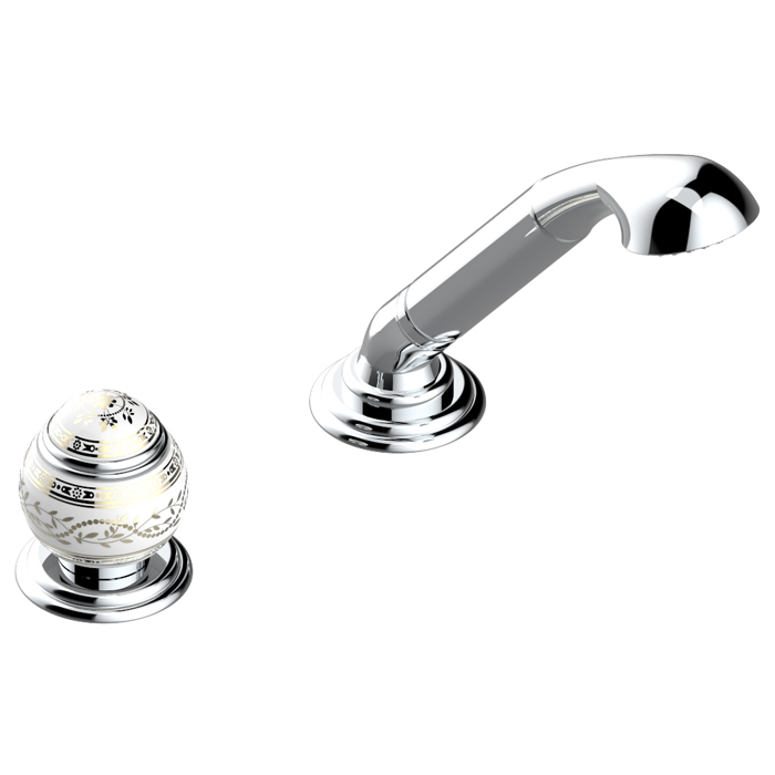 THG Marquise porcelaine blanche Ручной душ на борт ванны, 2 отв., цвет: хром/платина/белый фарфор