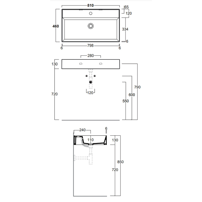 Simas Agile Раковина 81х46см., с 1 отв., с переливом, цвет: Cemento matt