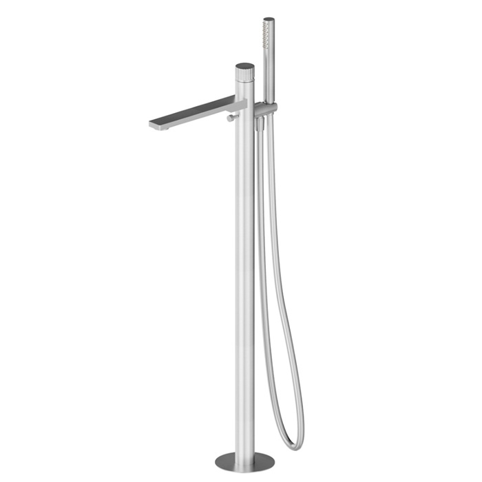 Newform Steel Line Смеситель для ванны, напольный, с ручным душем, цвет: stainless steel