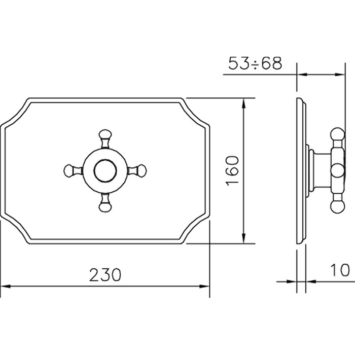 HUBER Victorian Встраиваемый термостатический смеситель для душа без запорного вентиля внеш.часть, цвет: хром