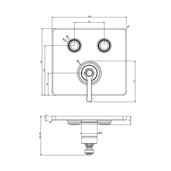 Gessi Hi-Fi Eclectic Смеситель для душа настенный встраиваемый, однорычажный, с 2 запорными кнопками, цвет: хром