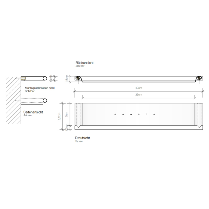 Decor Walther Mikado ABL40 Полочка 40x8.2см, подвесная, цвет: белый матовый