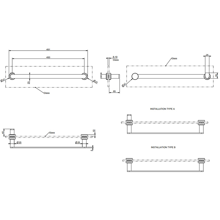 Gessi Emporio accessories Полотенцедержатель для крепления на стекло, 45 см, цвет: Black XL