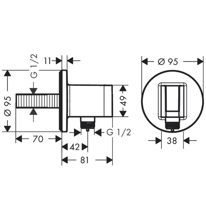 Hansgrohe FixFit S Шланговое подсоединение с держателем ручного душа, настенный, цвет: белый матовый