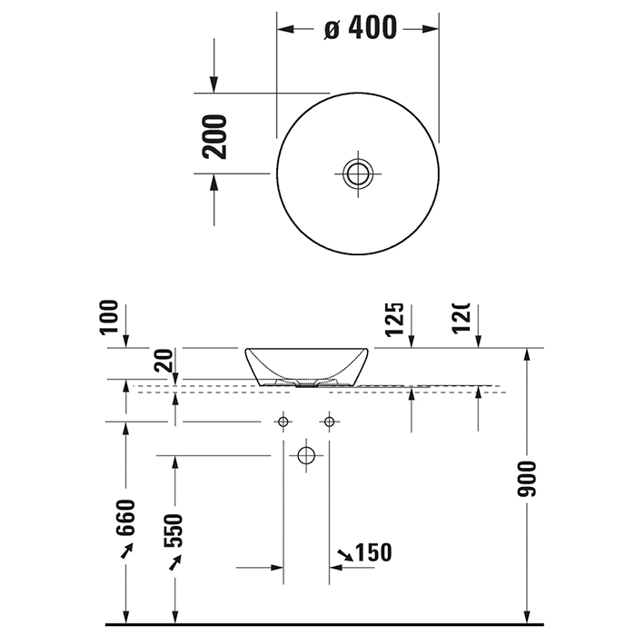 Duravit D-Neo Раковина накладная 40х40см., без перелива, без отв., цвет: антрацит матовый