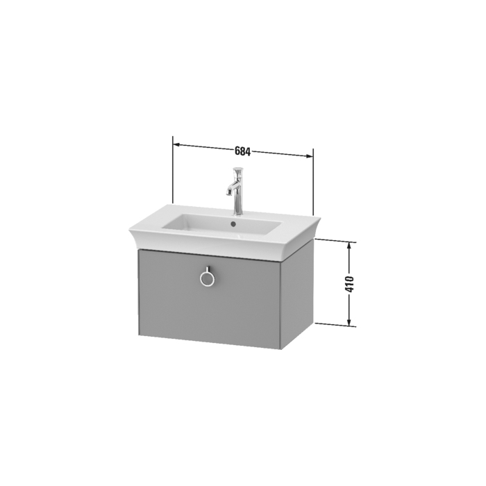Duravit White Tulip Тумбочка подвесная 68.4x45.8х41см., раковина, 1 ящик с ручкой, цвет: белый высокоглянцевый