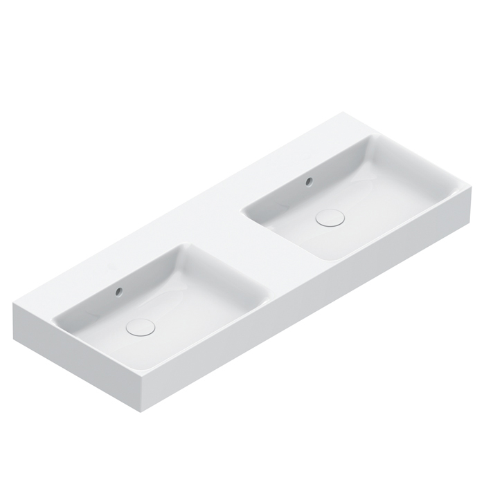 Catalano Premium Раковина двойная 120х47см, подвесная, без отв., цвет: белый глянцевый