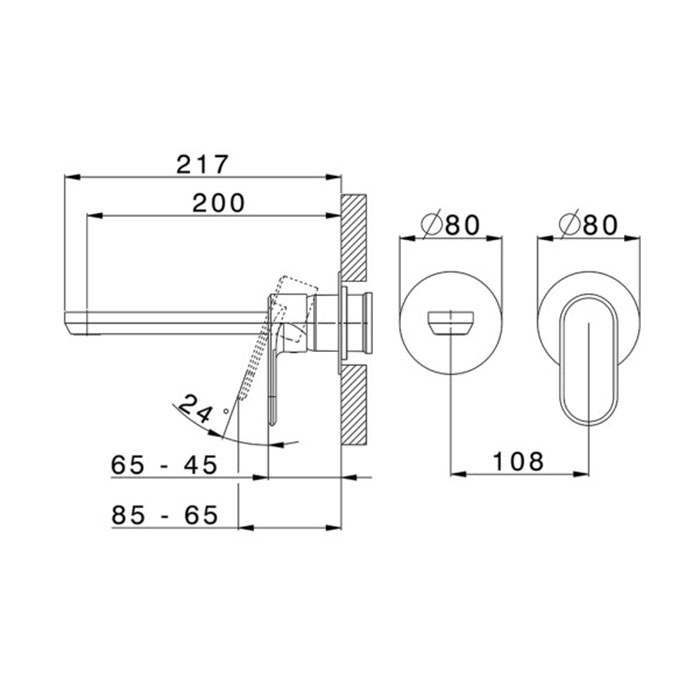 Cisal LineaViva Смеситель для раковины, встраиваемый, излив: 20см, цвет: черный матовый
