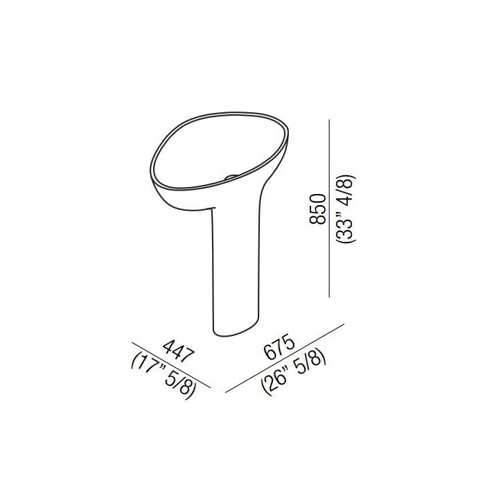 Agape Drop Раковина 67х44х85см., наполньная, без отв., цвет: белый