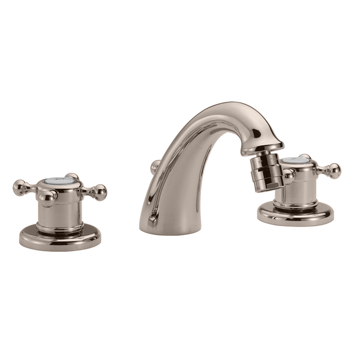 HUBER Victorian Смеситель термостатический для биде на 3 отверстия с донным клапаном, цвет: никель матовый