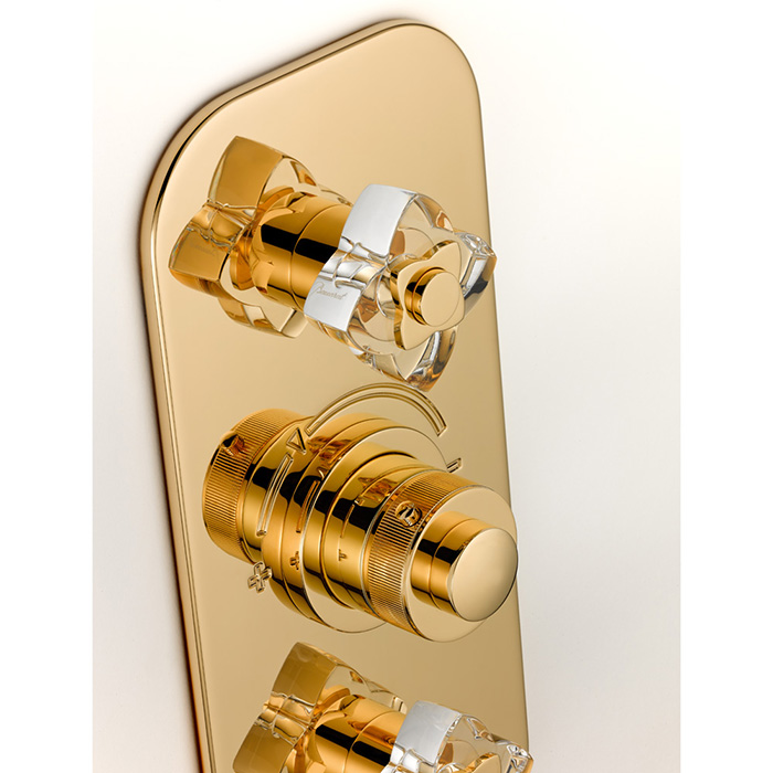THG Pétale de cristal clair Смеситель для душа, термостатический, 2 потока, цвет: золото/прозрачный хрусталь