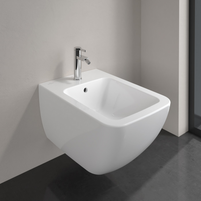 Villeroy&Boch Venticello Биде подвесное 375*560*285, с 1 отв. под смеситель, CeramicPlus, цвет альпийский белый