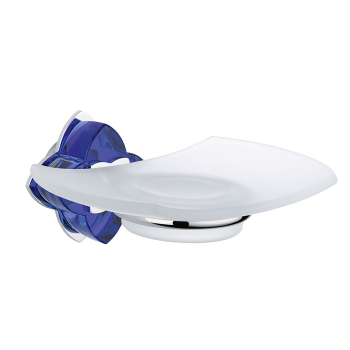 THG Pétale de cristal bleu Мыльница стеклянная, подвесная, цвет: хром/синий хрусталь