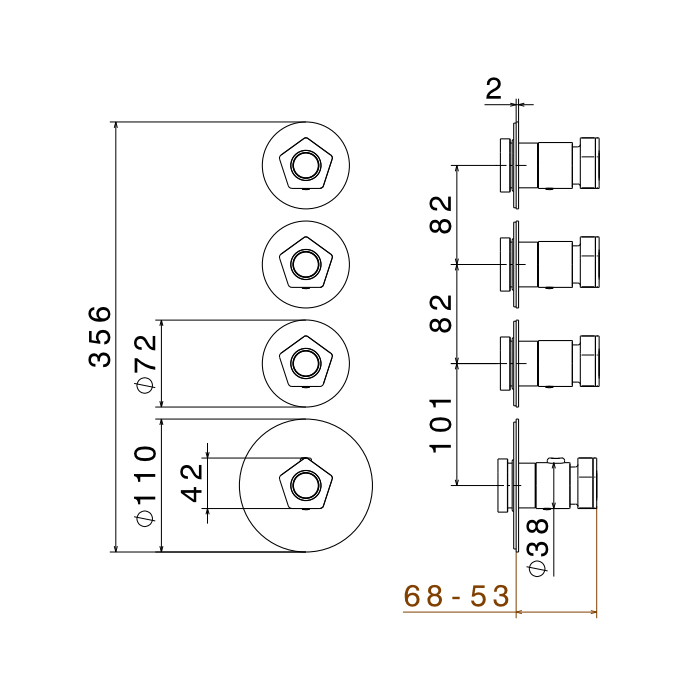 Newform ParkLE Смеситель для душа, встраиваемый, термостатический, на 3 потока, цвет: хром/черный матовый