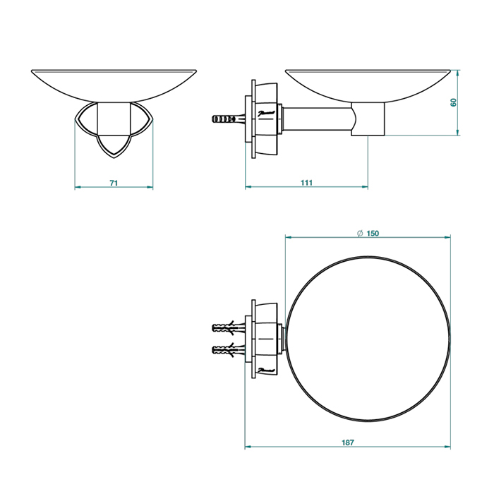 THG Petale de Cristal noir Мыльница металлическая ø 15см., подвесная, цвет: золото/черный хрусталь