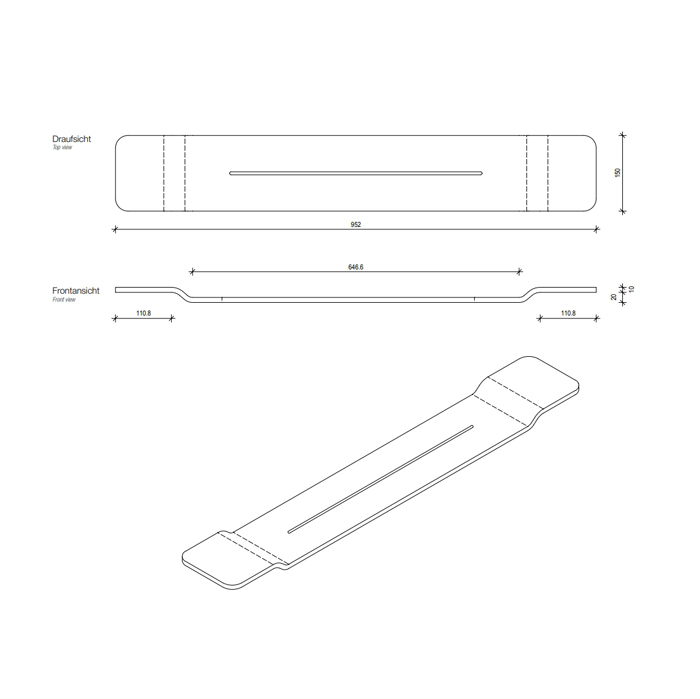 Decor Walther Black Stone WAN Полка для ванны 95x30 см, цвет: черный матовый